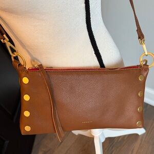 Hammitt small Kyle Brown Leather Crossbody Bag with gold rivets